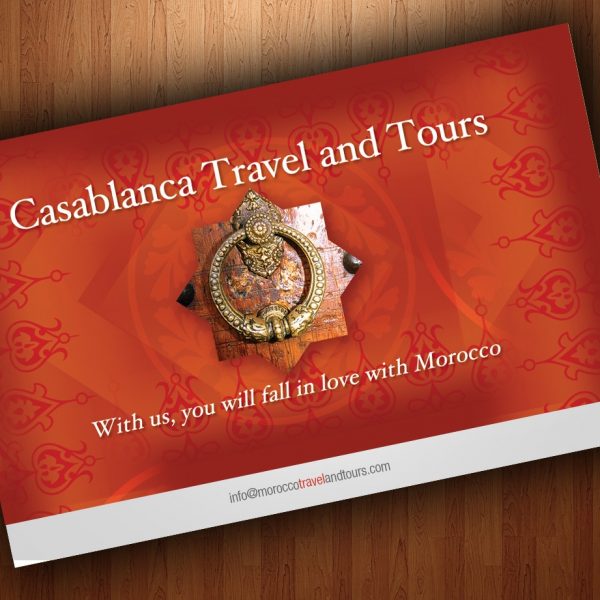 Casablanca travel and tours business card logo and branding